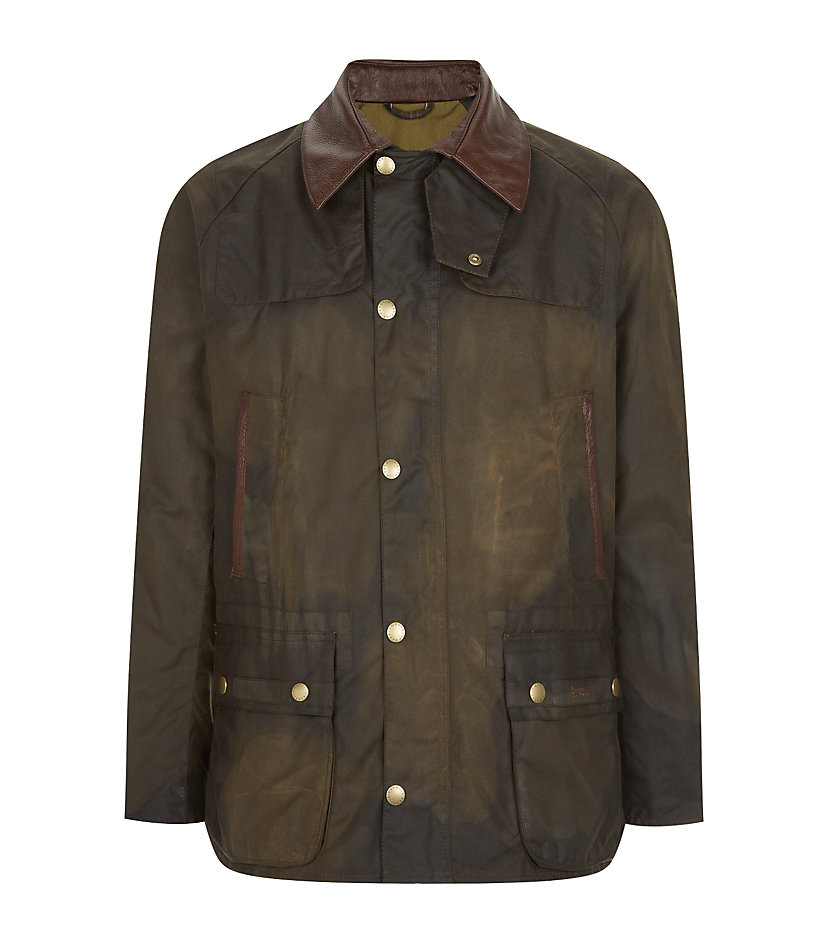 Barbour Polo Arkle Leather Collar Jacket in Brown for Men | Lyst