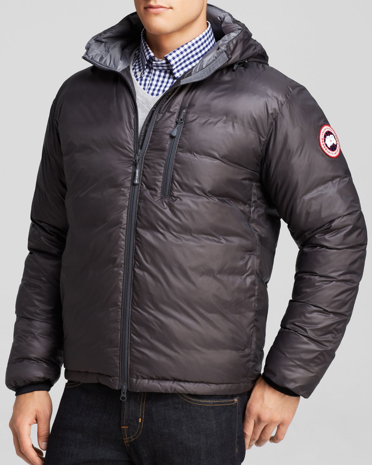 Canada goose Lodge Hooded Down Jacket in Gray for Men | Lyst