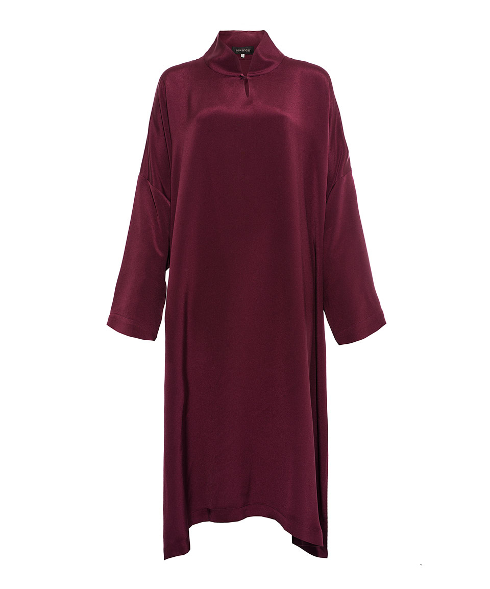 Lyst - Eskandar Burgundy Mandarin Collar Silk Tunic Dress in Purple