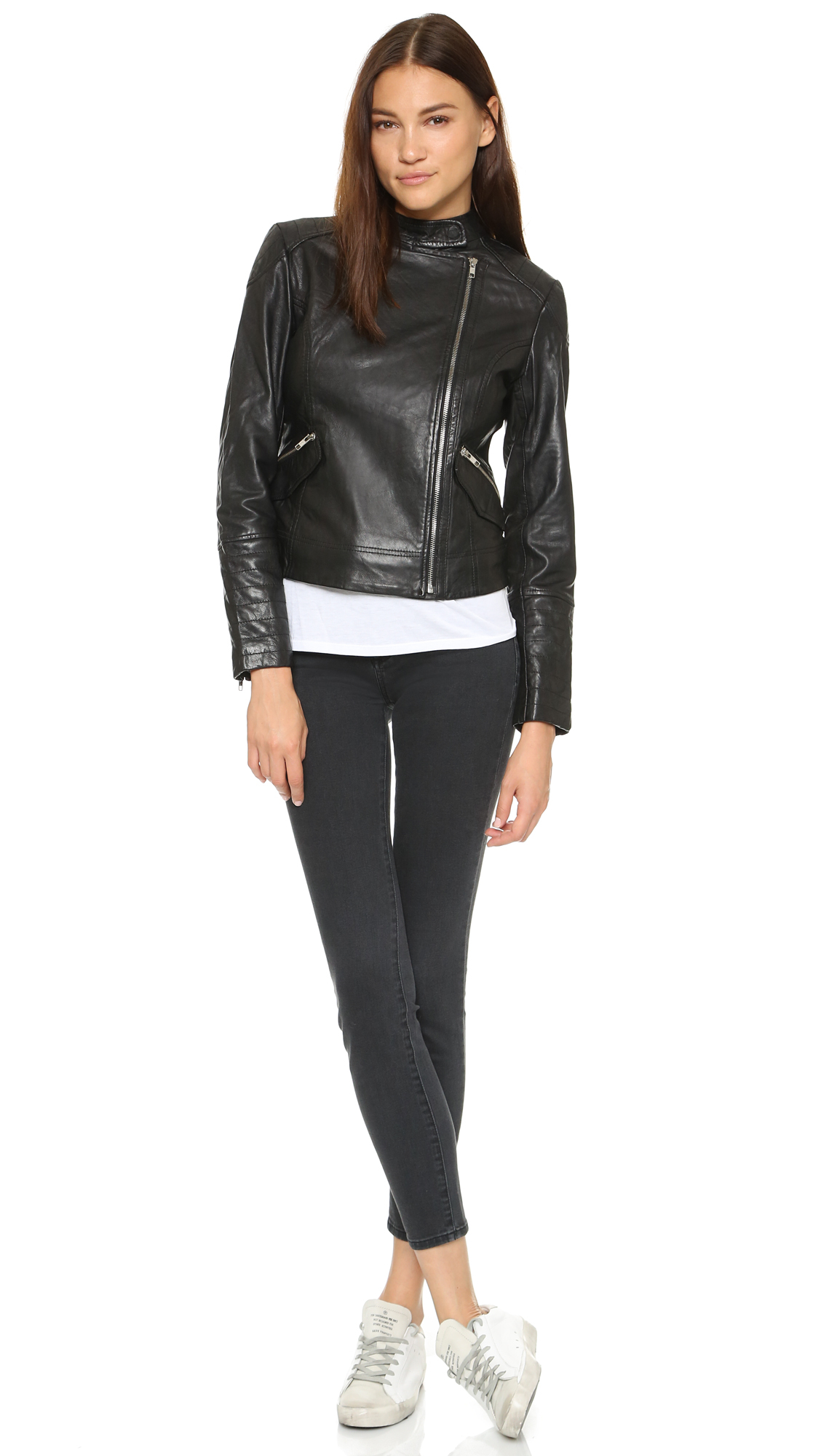 Bb Dakota Jameson Leather Moto Jacket Black In Lyst Gallery