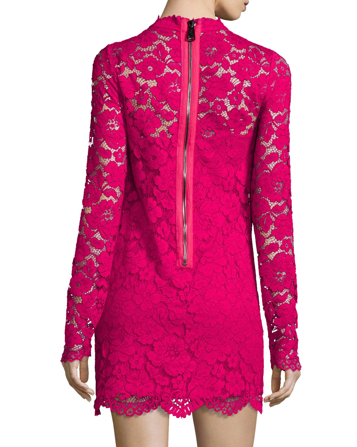 Lyst Tracy Reese Long Sleeve Lace Mini Dress In Pink Gallery
