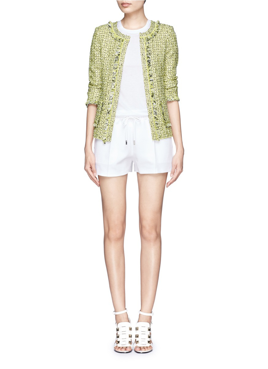 Lyst - St. John Frayed Edge Tweed Jacket In Green