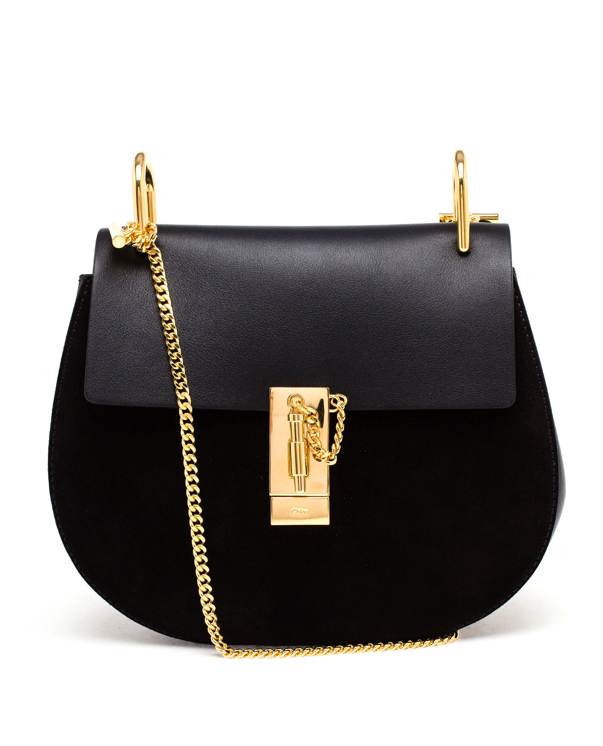 Lyst - Chloé Suede And Leather Drew Bag in Black