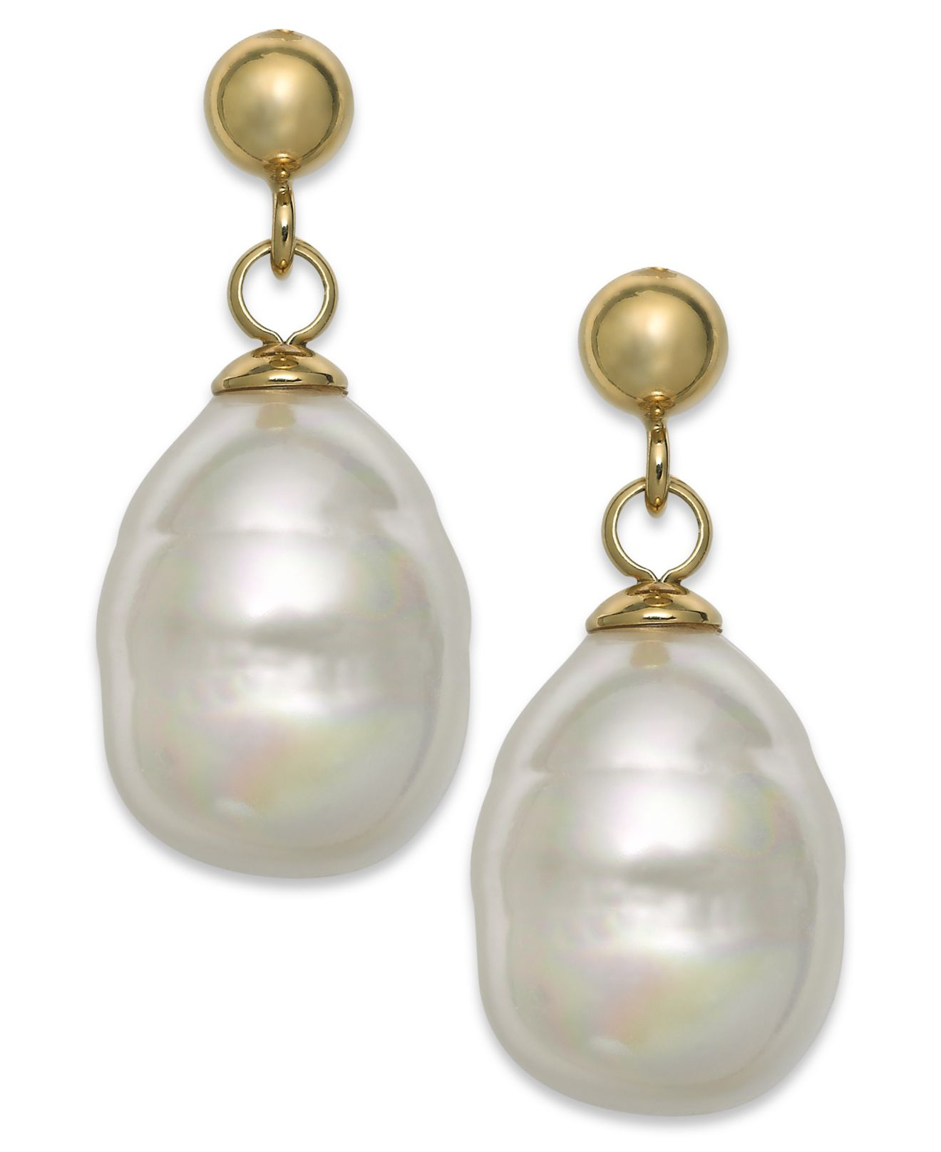 Lyst Majorica 18k Gold Vermeil Baroque Man Made Pearl Drop Gallery