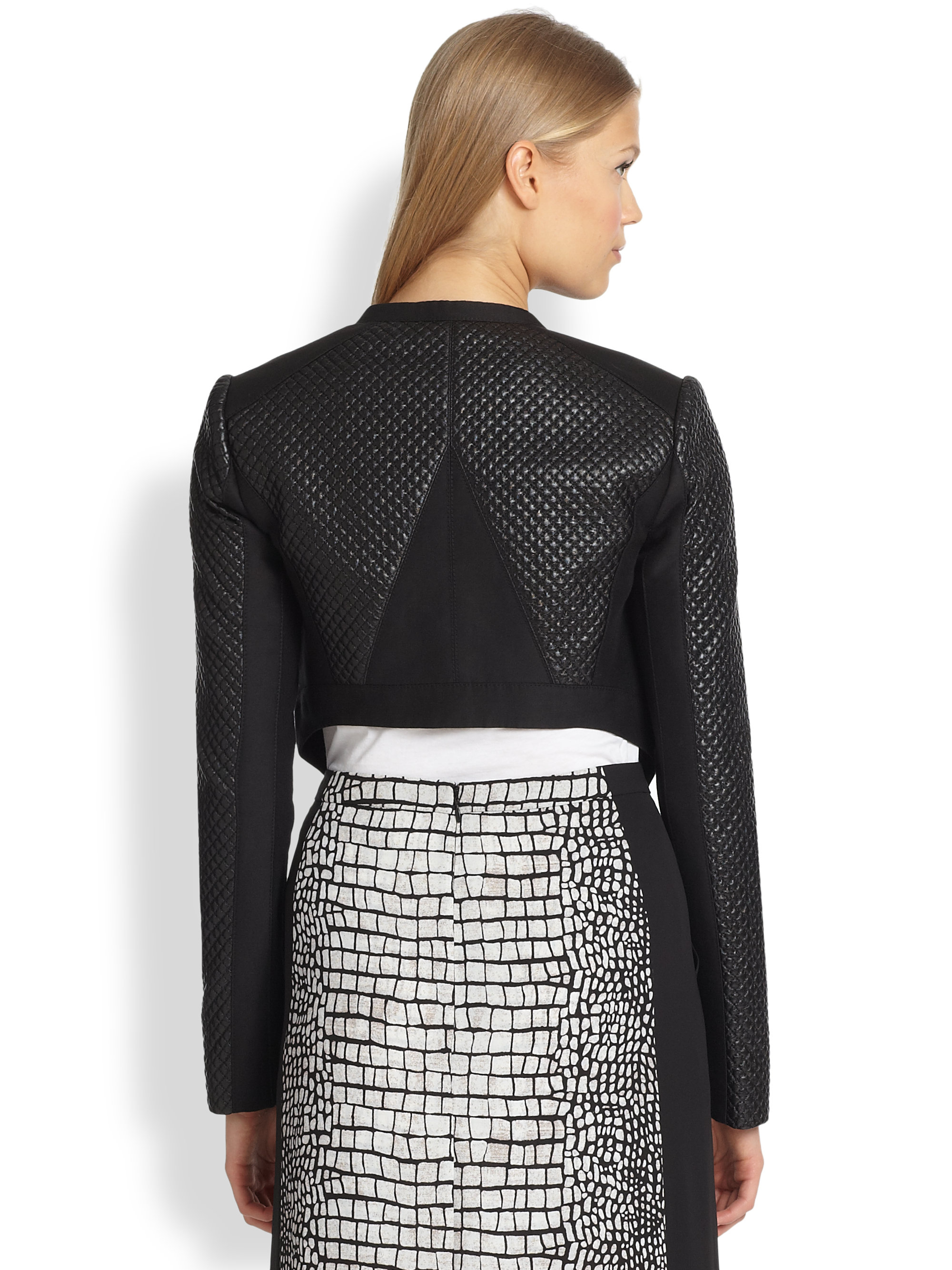 Bcbgmaxazria Hansen Cropped Quilted Faux Leather Jacket In