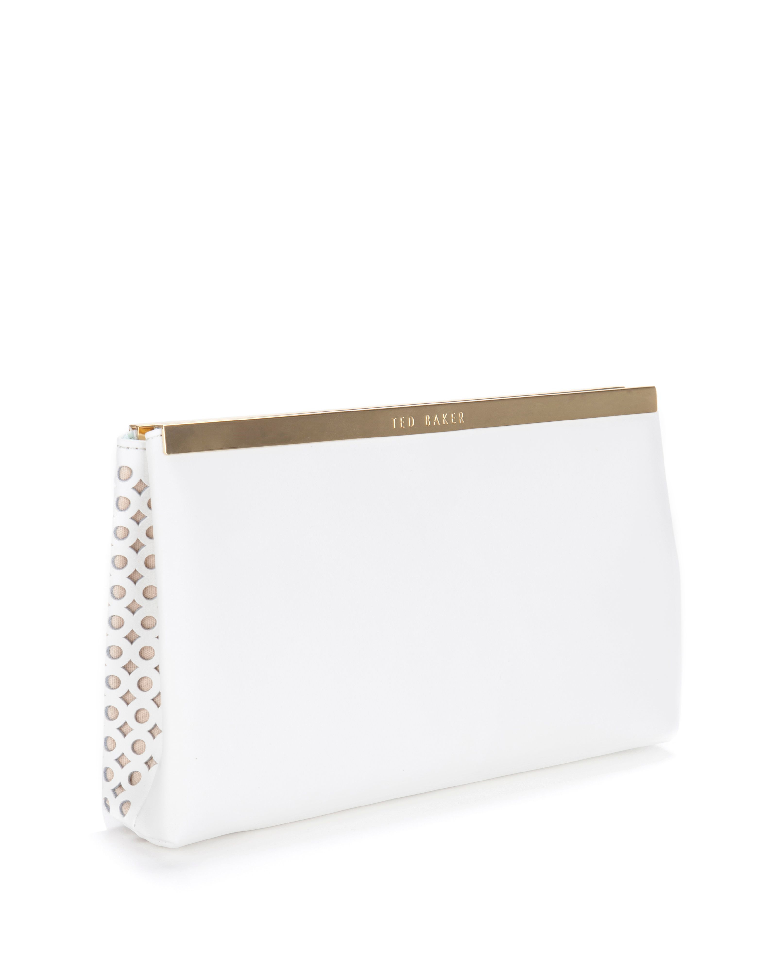 Ted baker Kala Cut Out Leather Clutch Bag in White | Lyst