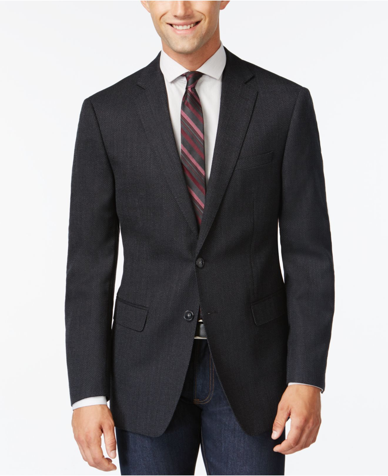 Lyst - Calvin Klein Charcoal Neat Slim-fit Sport Coat in Gray for Men