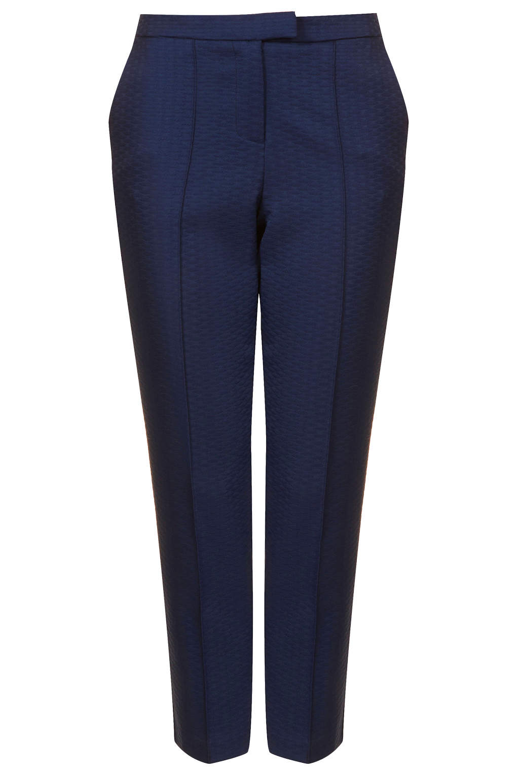 Topshop Petite Textured Cigarette Trousers in Blue (NAVY BLUE) | Lyst