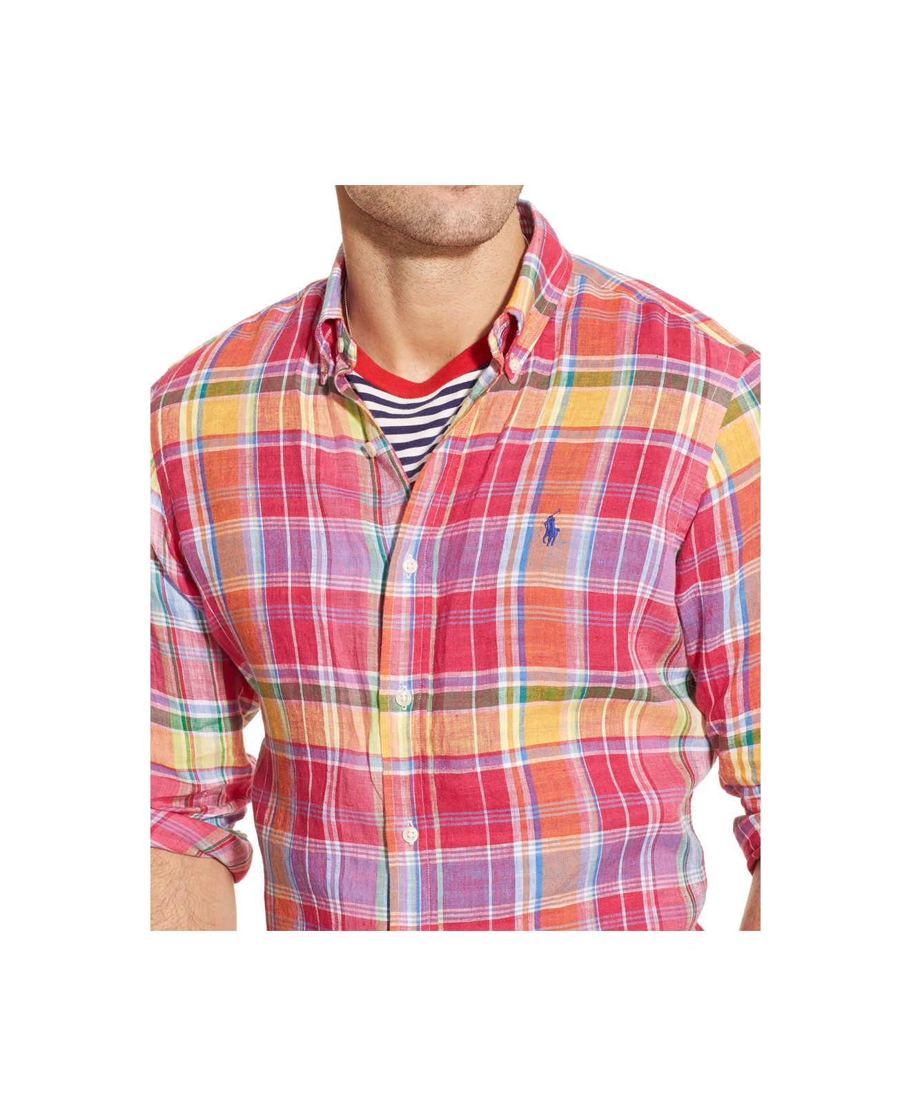 Polo ralph lauren Plaid Linen Shirt in Red for Men Lyst