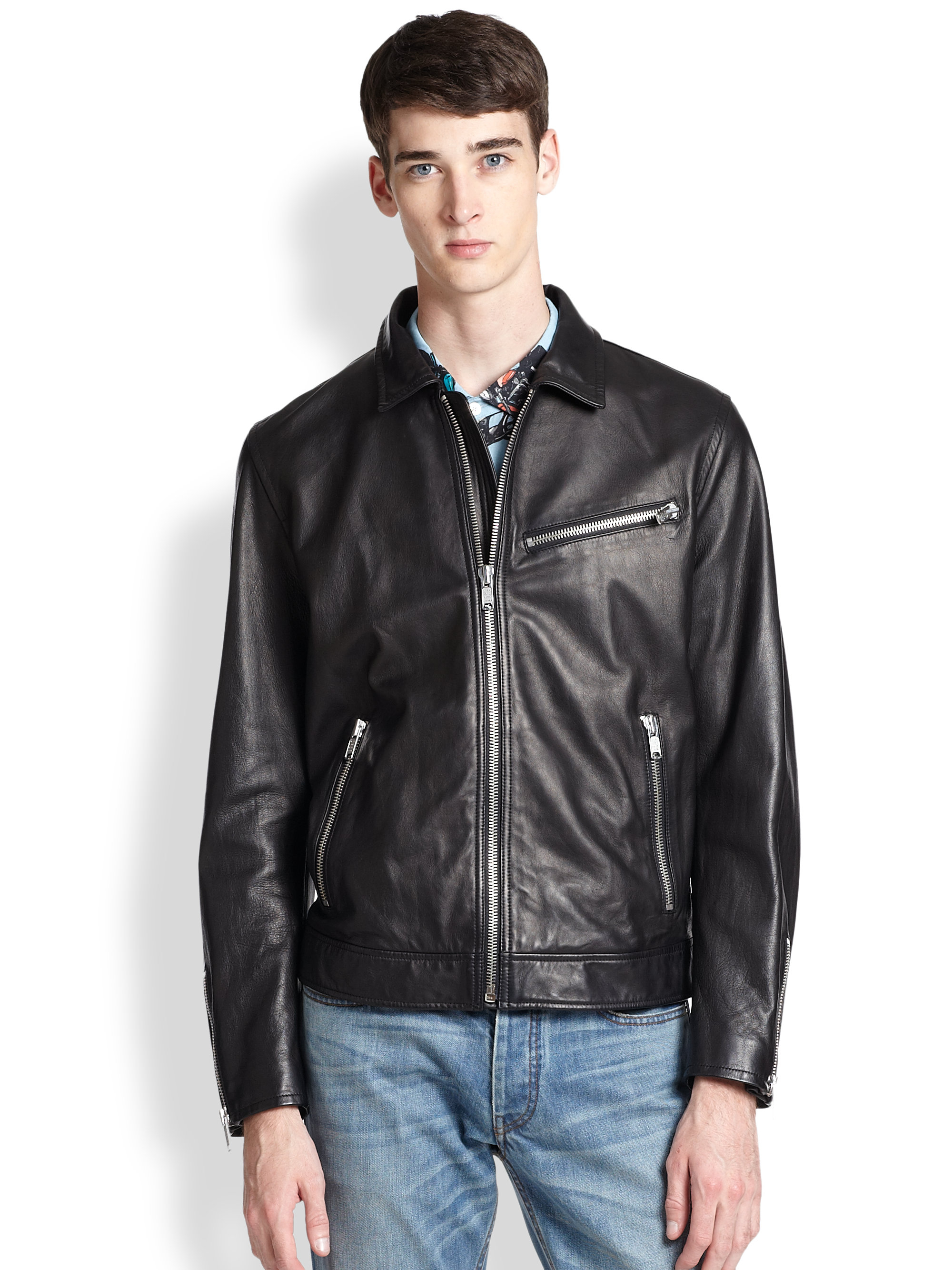 Lyst Marc By Jacobs Lambskin Leather Jacket In Black For Men Gallery
