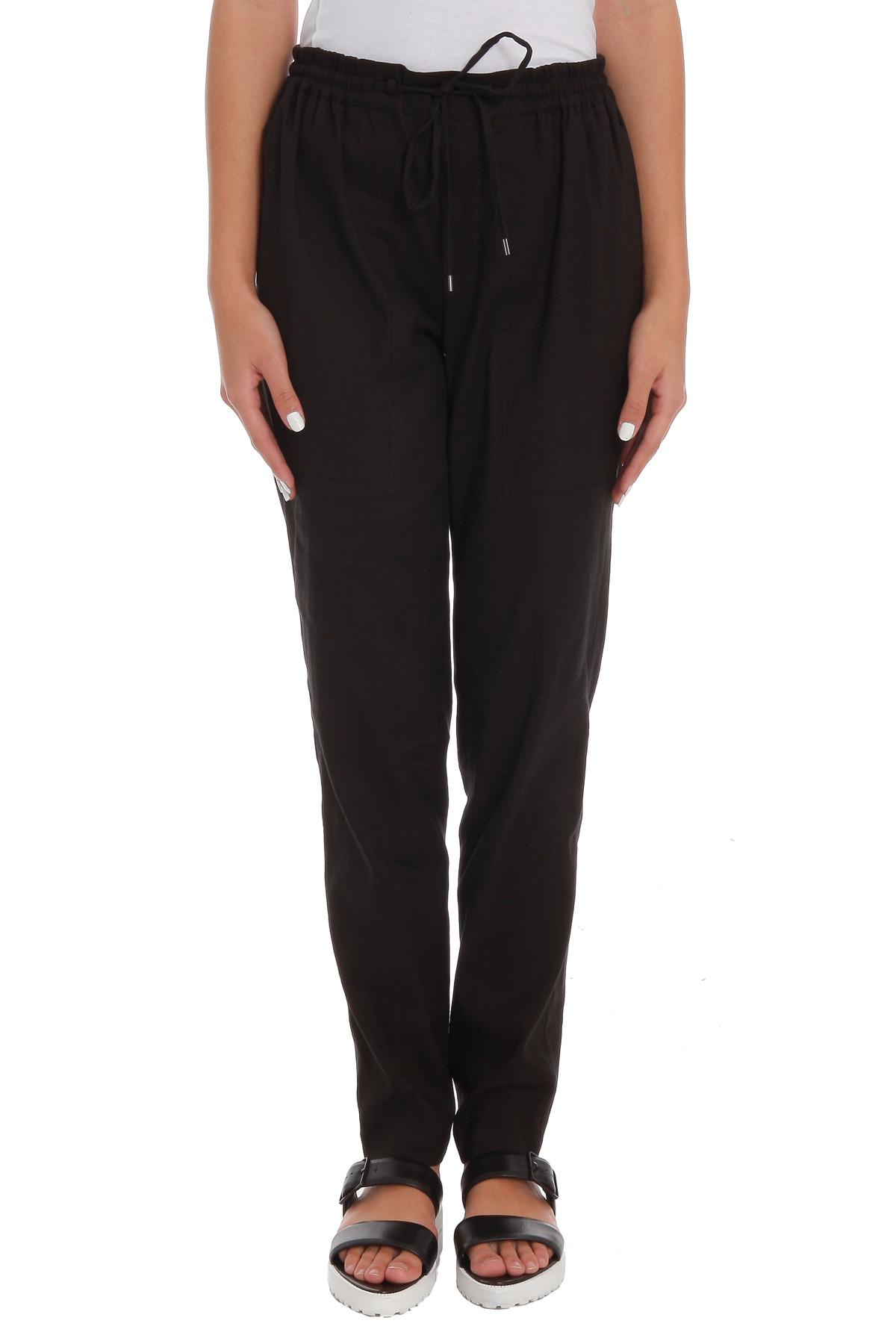 black linen jogger pants