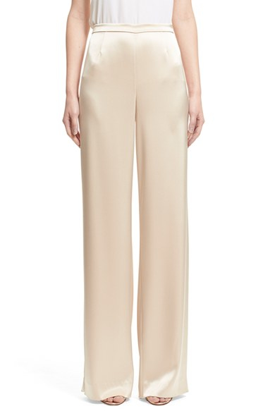 St. john Liquid Satin Pants in Metallic | Lyst