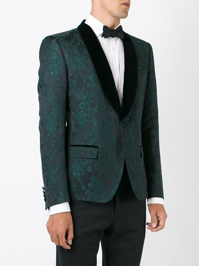 Dolce & gabbana Embroidered Floral Lace Tuxedo Jacket in Black for Men ...