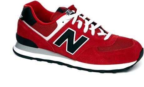 New Balance 574 Trainers in Red for Men | Lyst