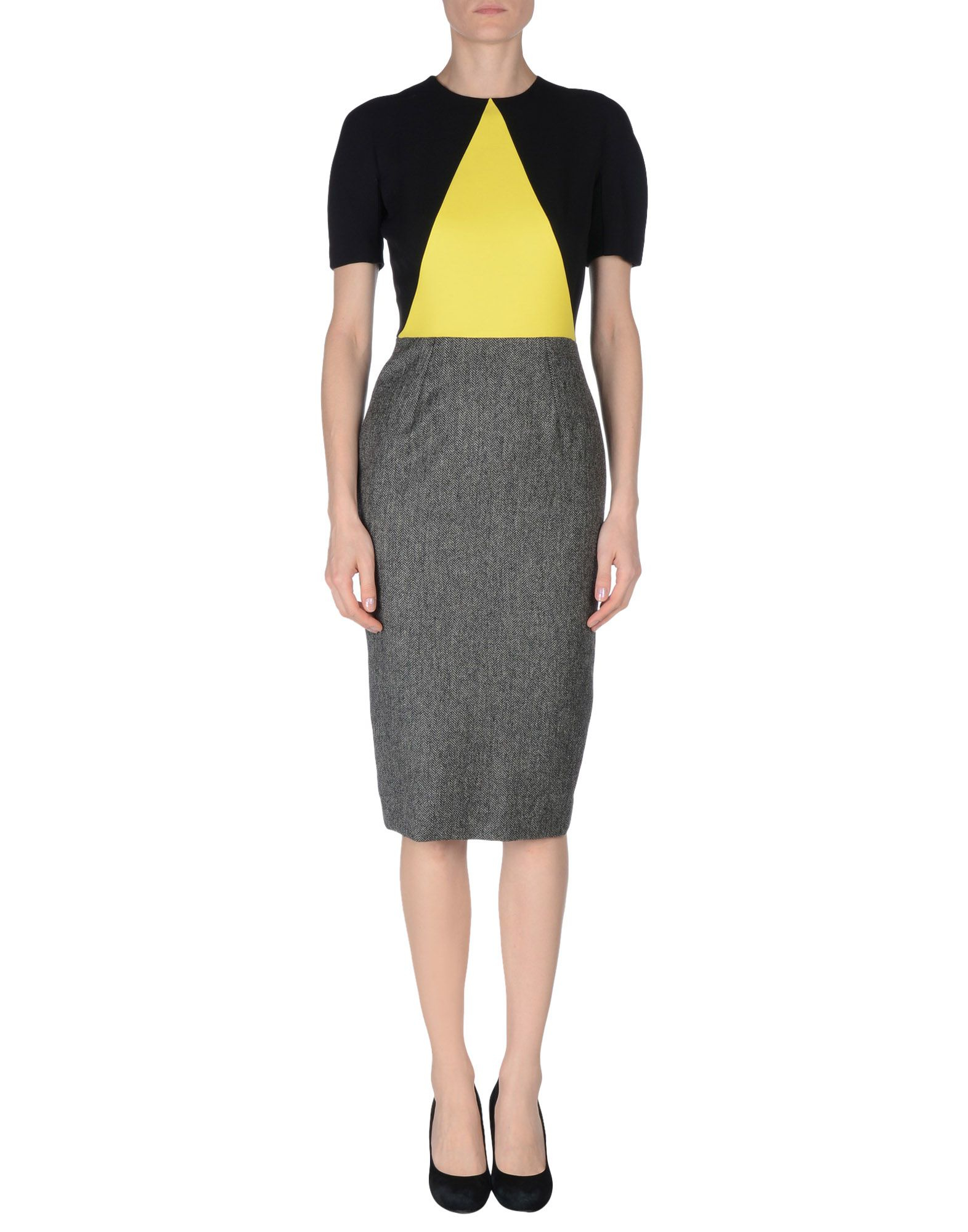 Victoria beckham Kneelength Dress in Yellow Lyst