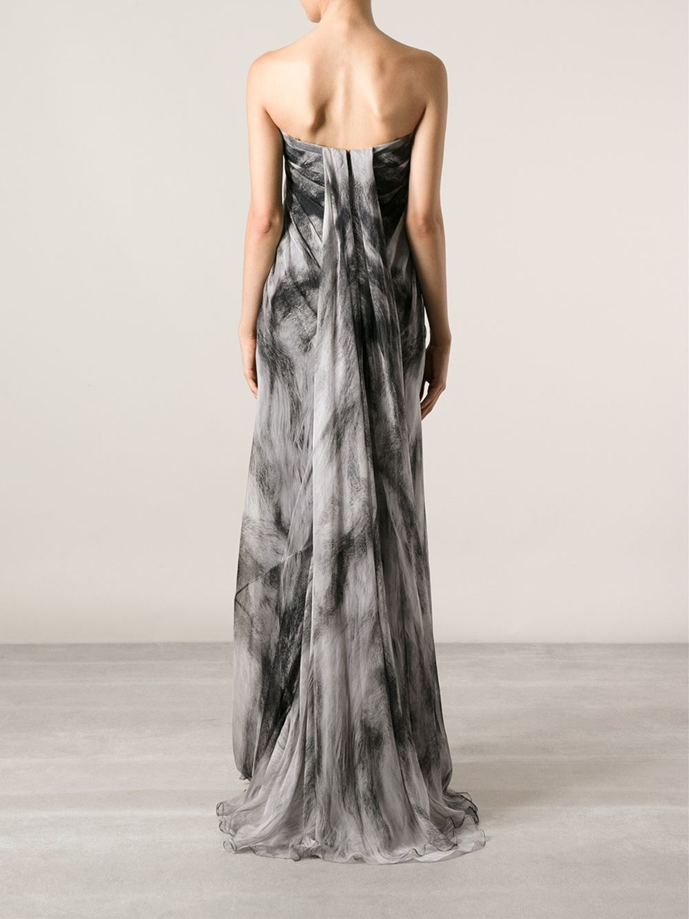 Lyst Alexander McQueen Strapless Evening Dress in Gray