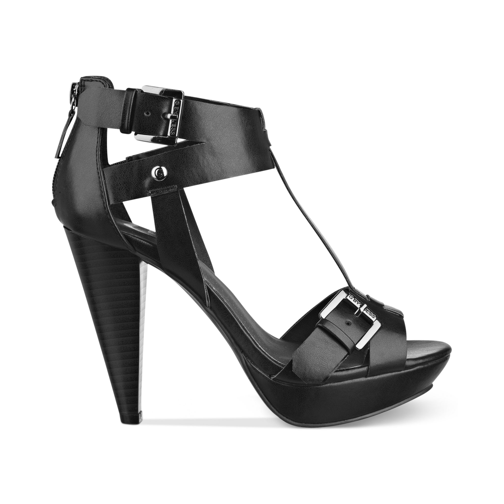 G By Guess Womens Lychee Platform Sandals in Black | Lyst