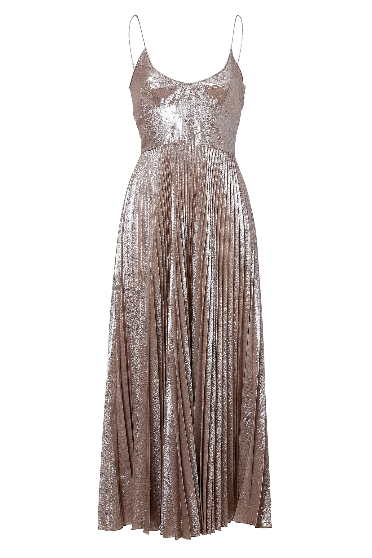 Lyst - Rochas Silk Blend Pleated Dress In Silver in Metallic