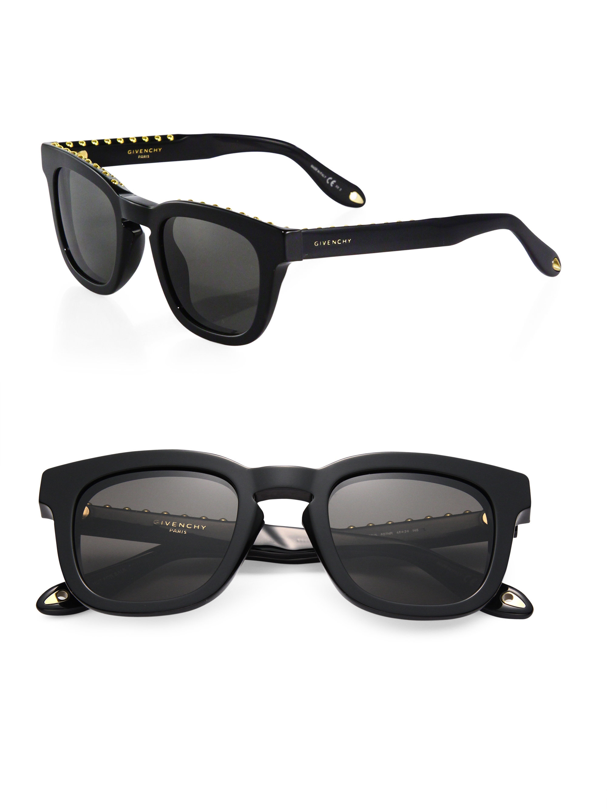 Givenchy 48mm Studded Wayfarer Sunglasses in Black | Lyst