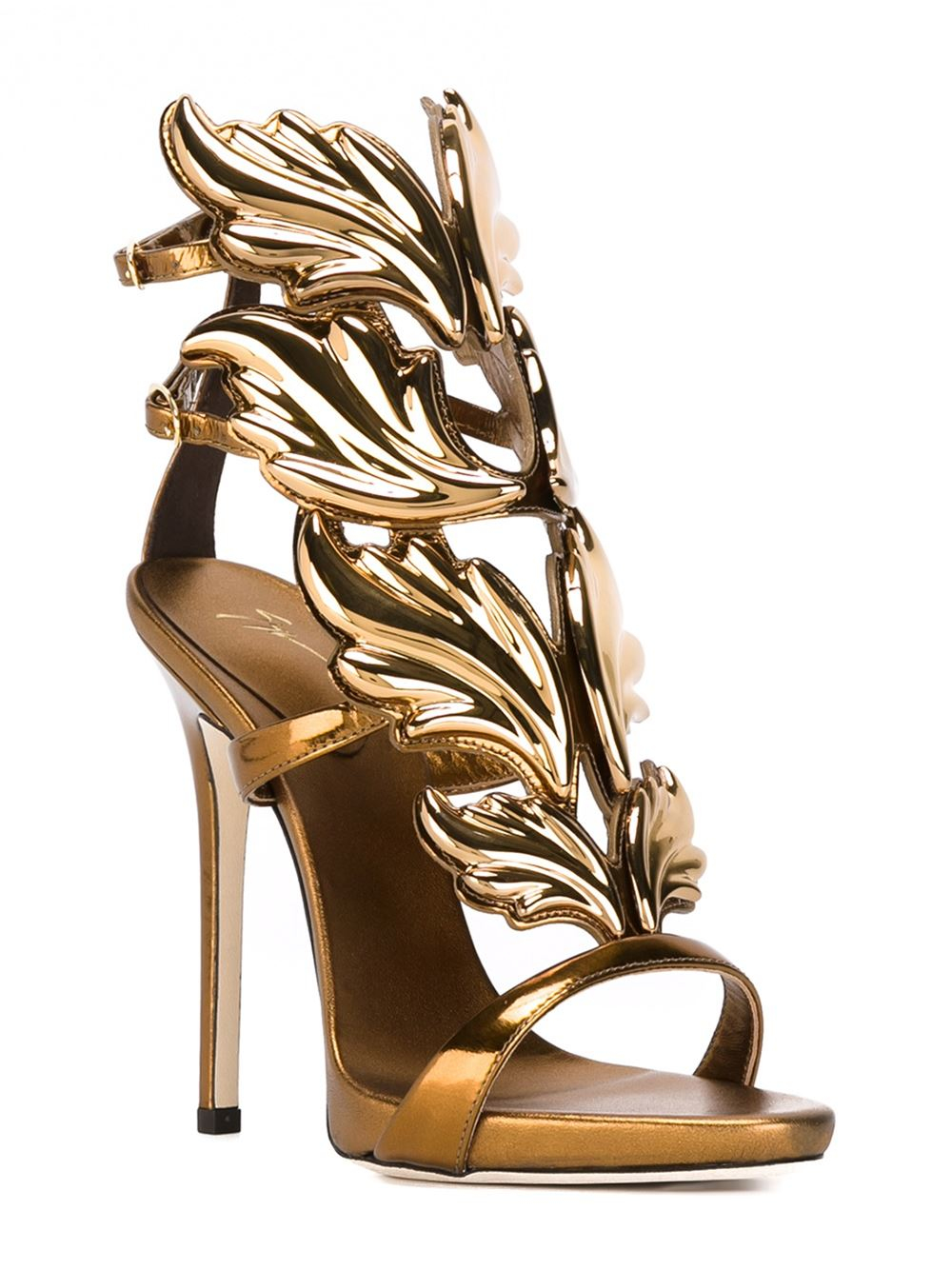 Giuseppe zanotti Leather Wings Sandals in Gold (metallic) | Lyst