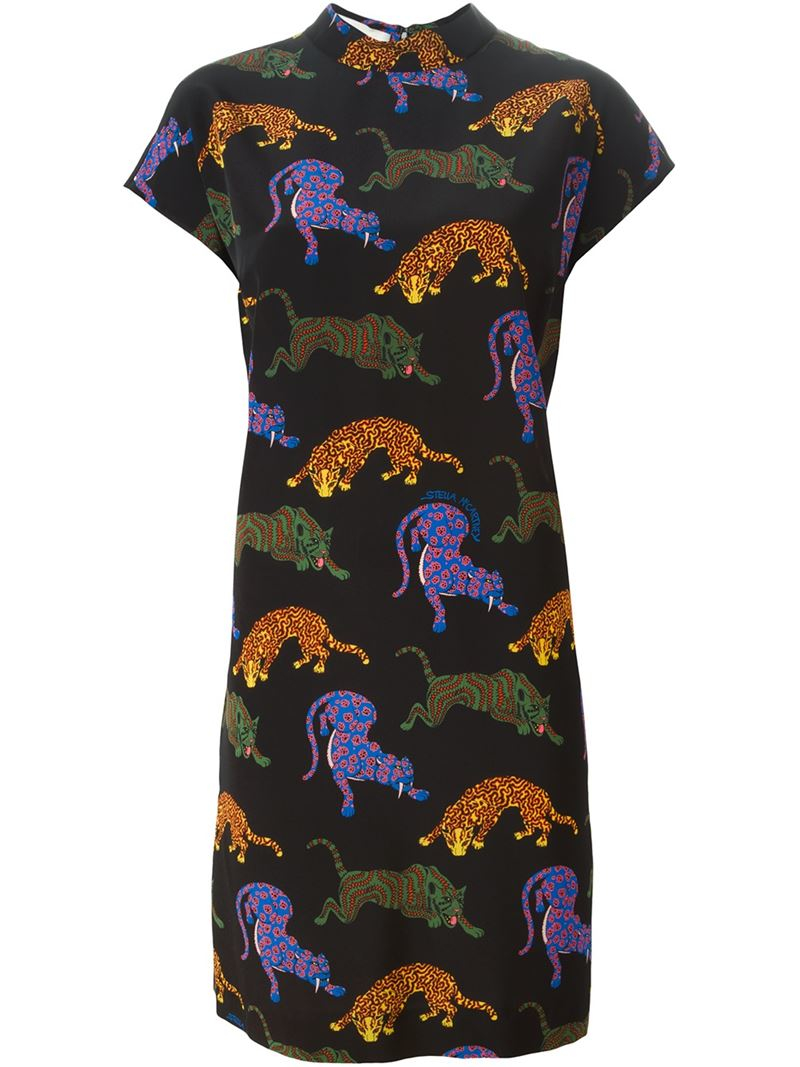 Lyst Stella Mccartney Wild Cat Print Dress in Black