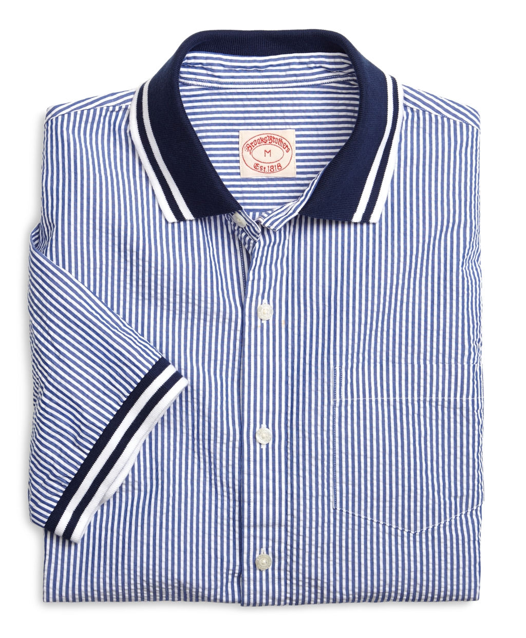 Brooks brothers Seersucker Stripe With Knit Trim Sport Shirt in Blue ...