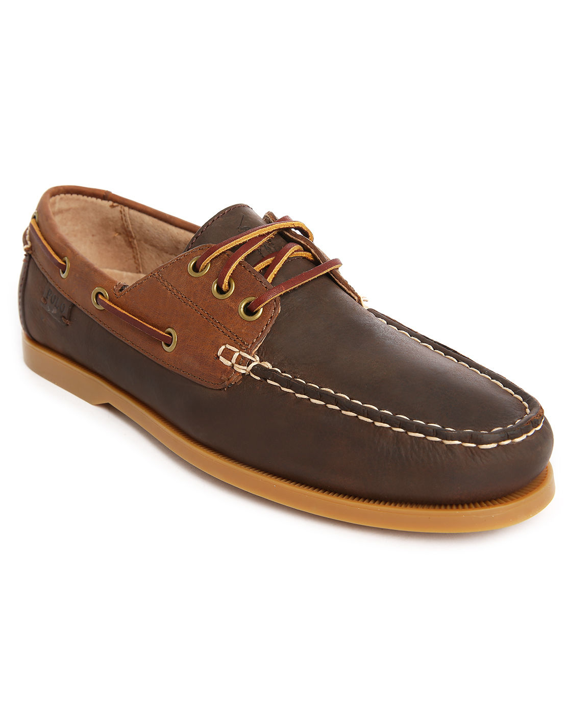 Polo ralph lauren Brown Leather Boat Shoes in Brown for