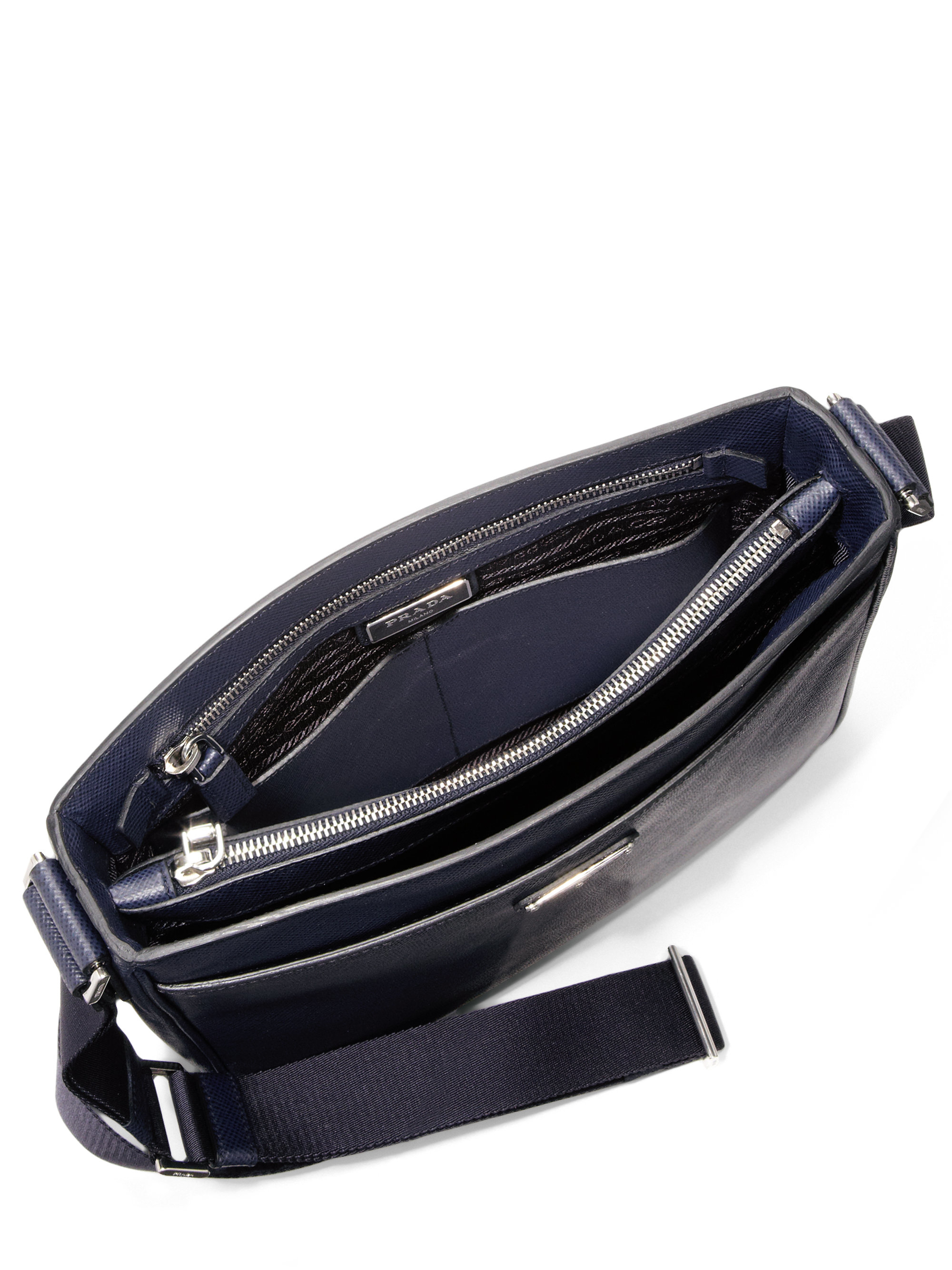 Prada Saffiano Cuir Crossbody Bag in Blue for Men (baltic blue) | Lyst