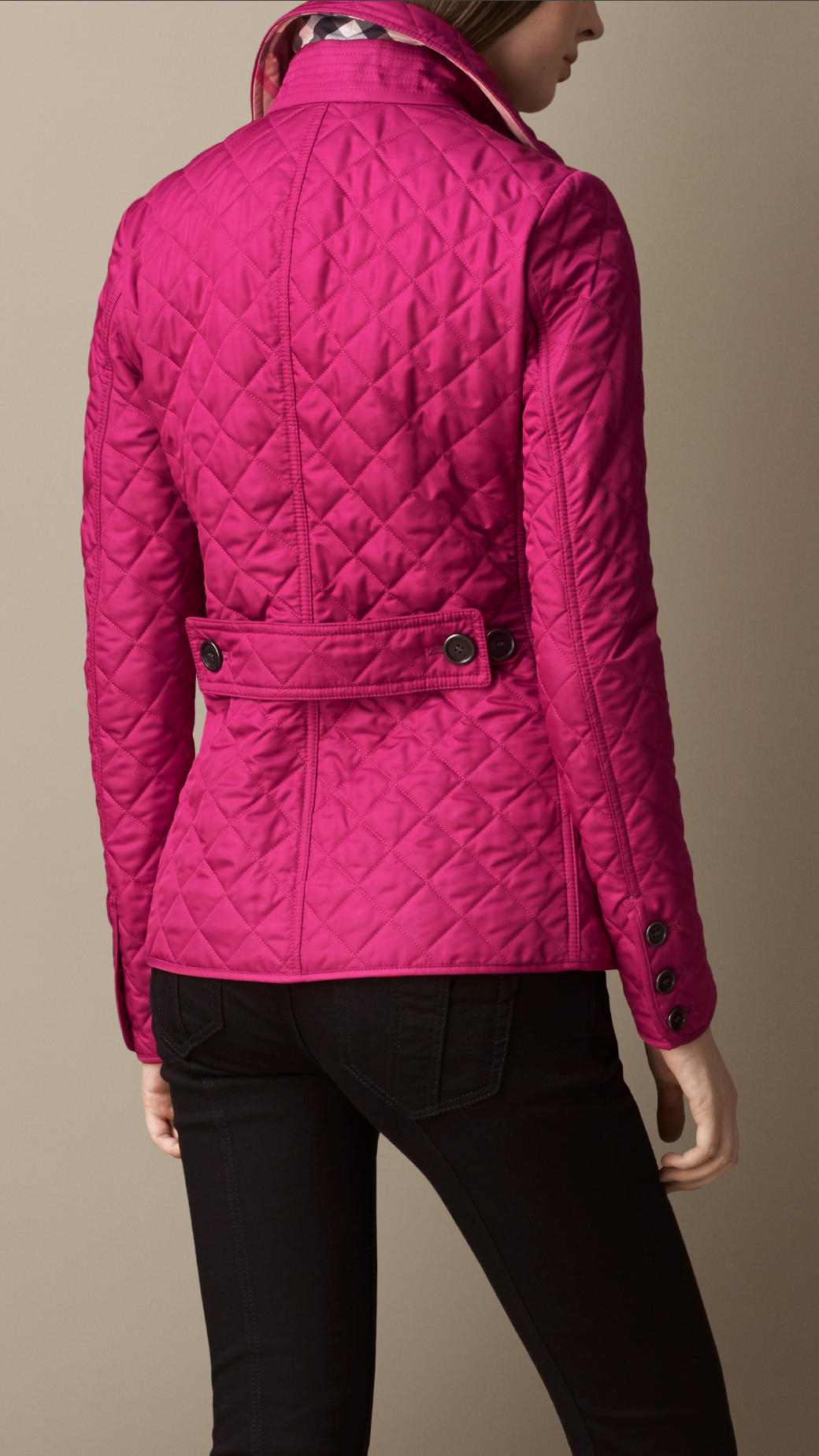 Burberry Diamond Quilted Jacket in Pink | Lyst