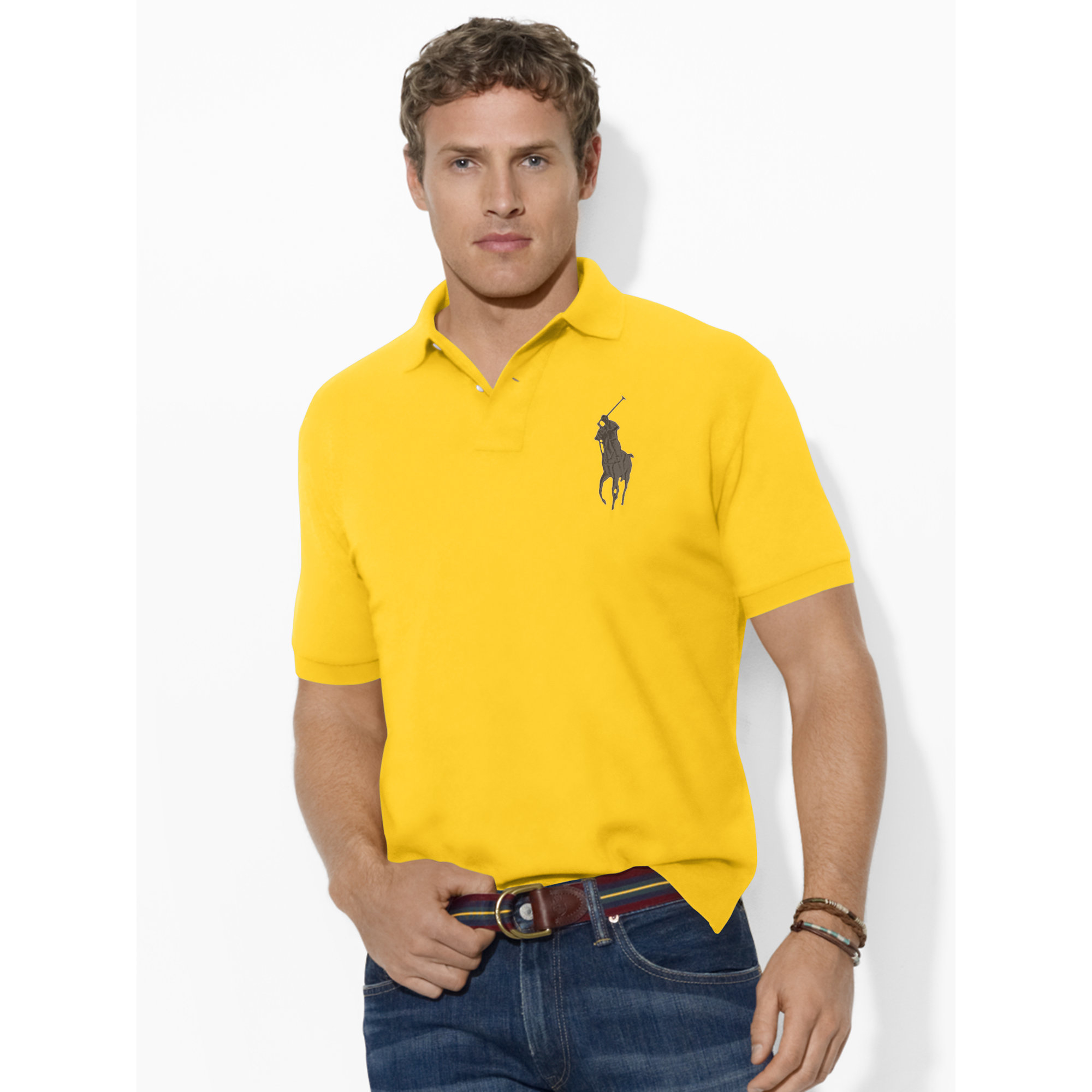 Lyst - Ralph Lauren Classic-fit Big Pony Polo in Yellow for Men