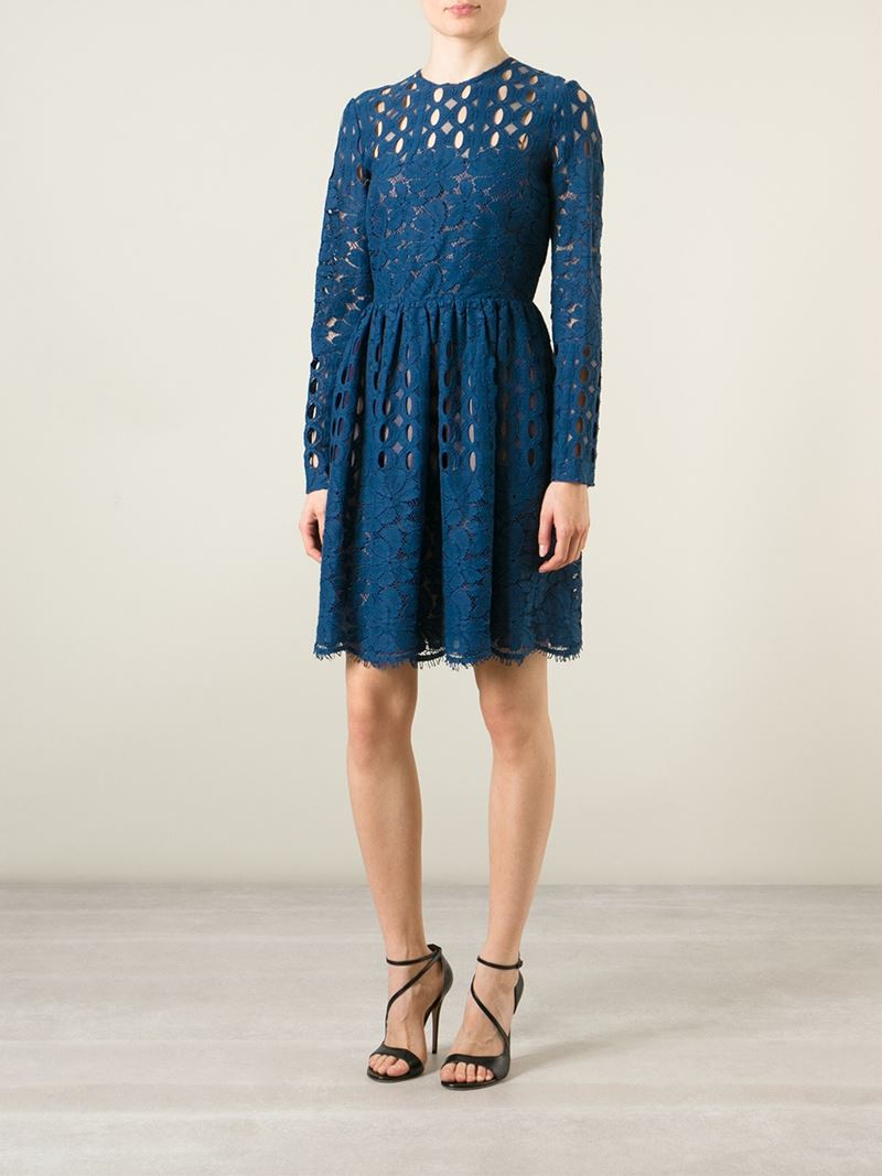 Lyst Lanvin Lace Dress In Blue Gallery
