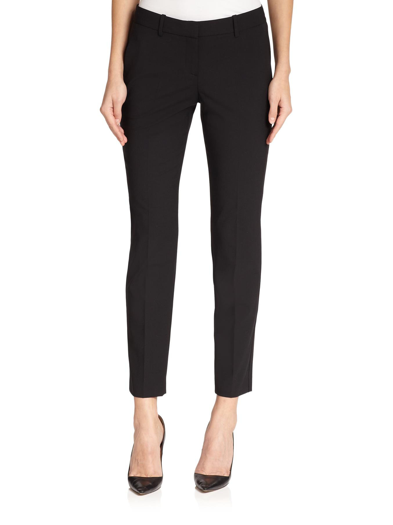 Theory Testra Edition Stretch Wool Cropped Pants in Black | Lyst