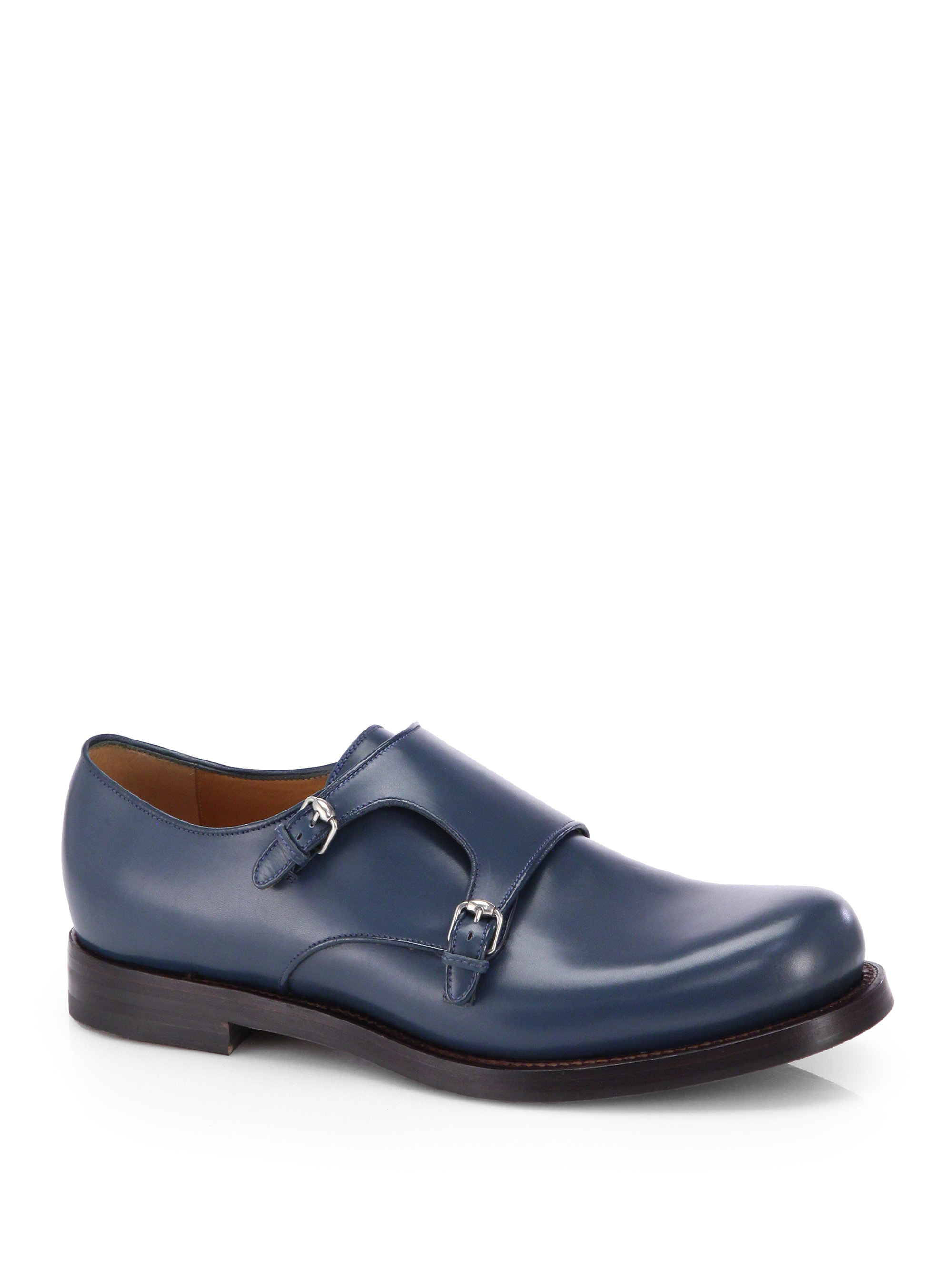 Gucci Double Monk Strap Leather Dress Shoes in Blue for Men - Lyst