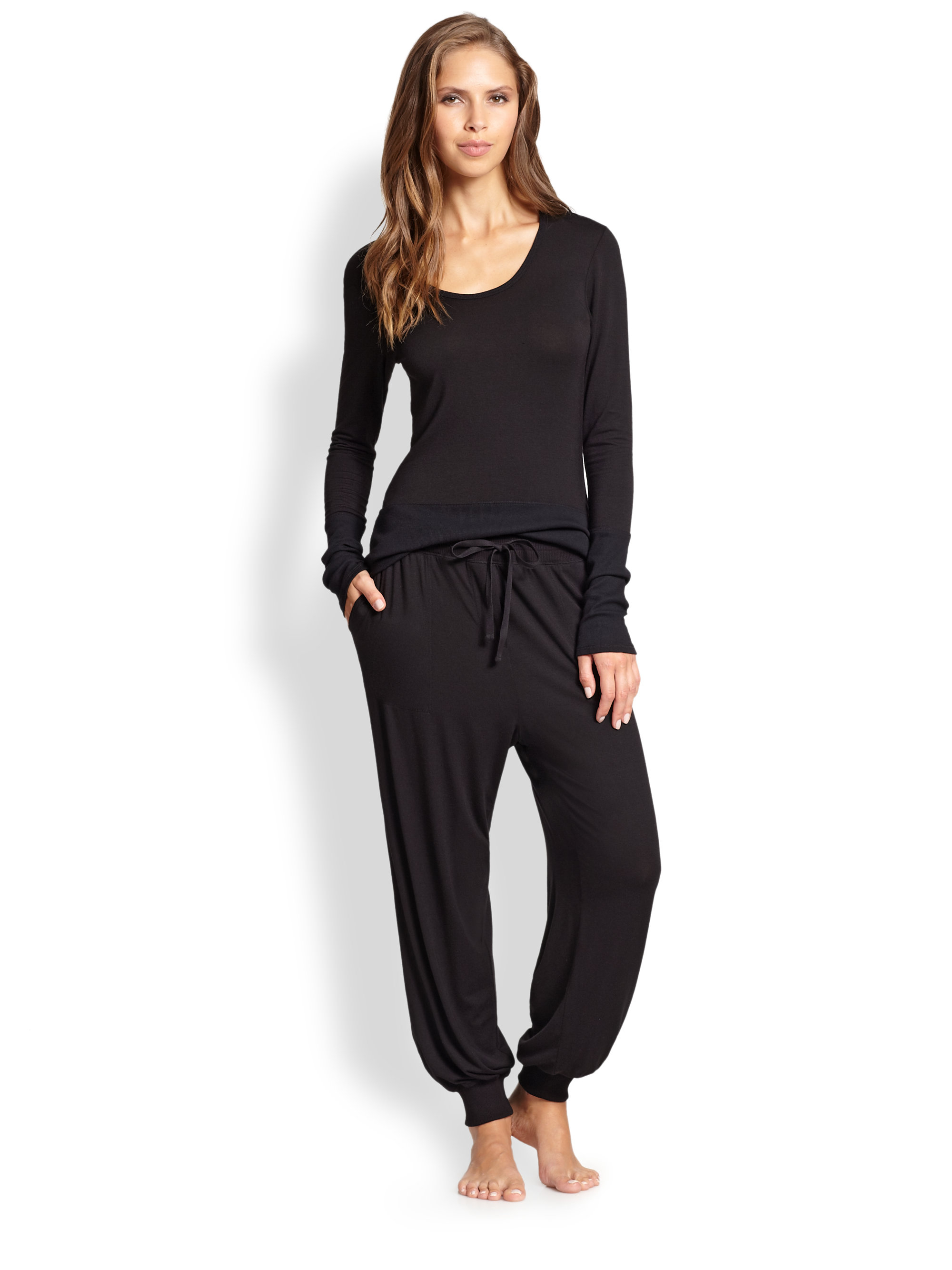 Lyst - Josie Stretch Jersey Pajama Pants in Black