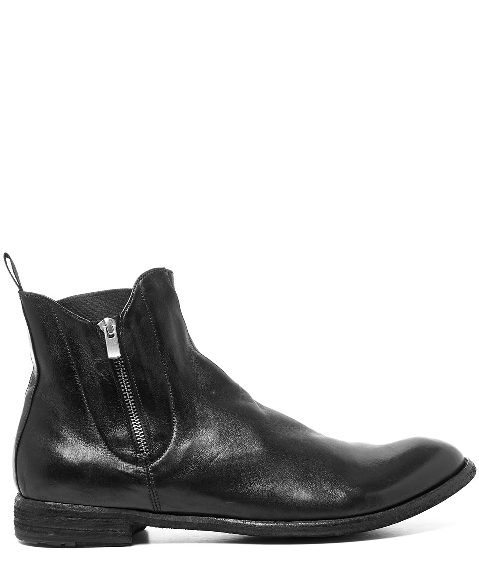 Officine Creative Black Double Zip Leather Chelsea Boots for Men - Lyst