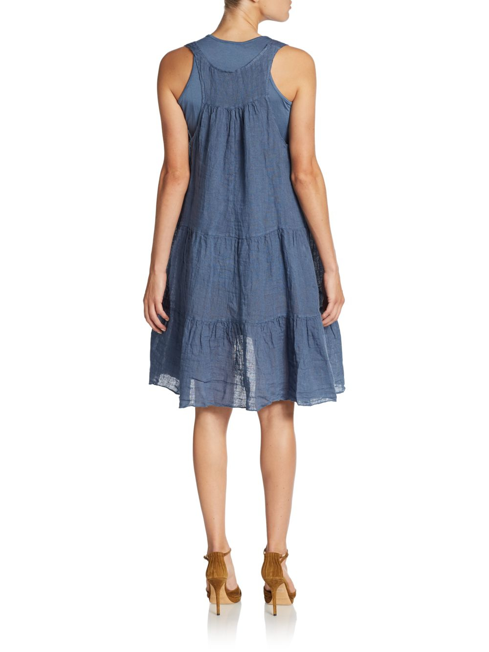 Lyst - Saks Fifth Avenue Linen Tiered Shift Dress in Blue