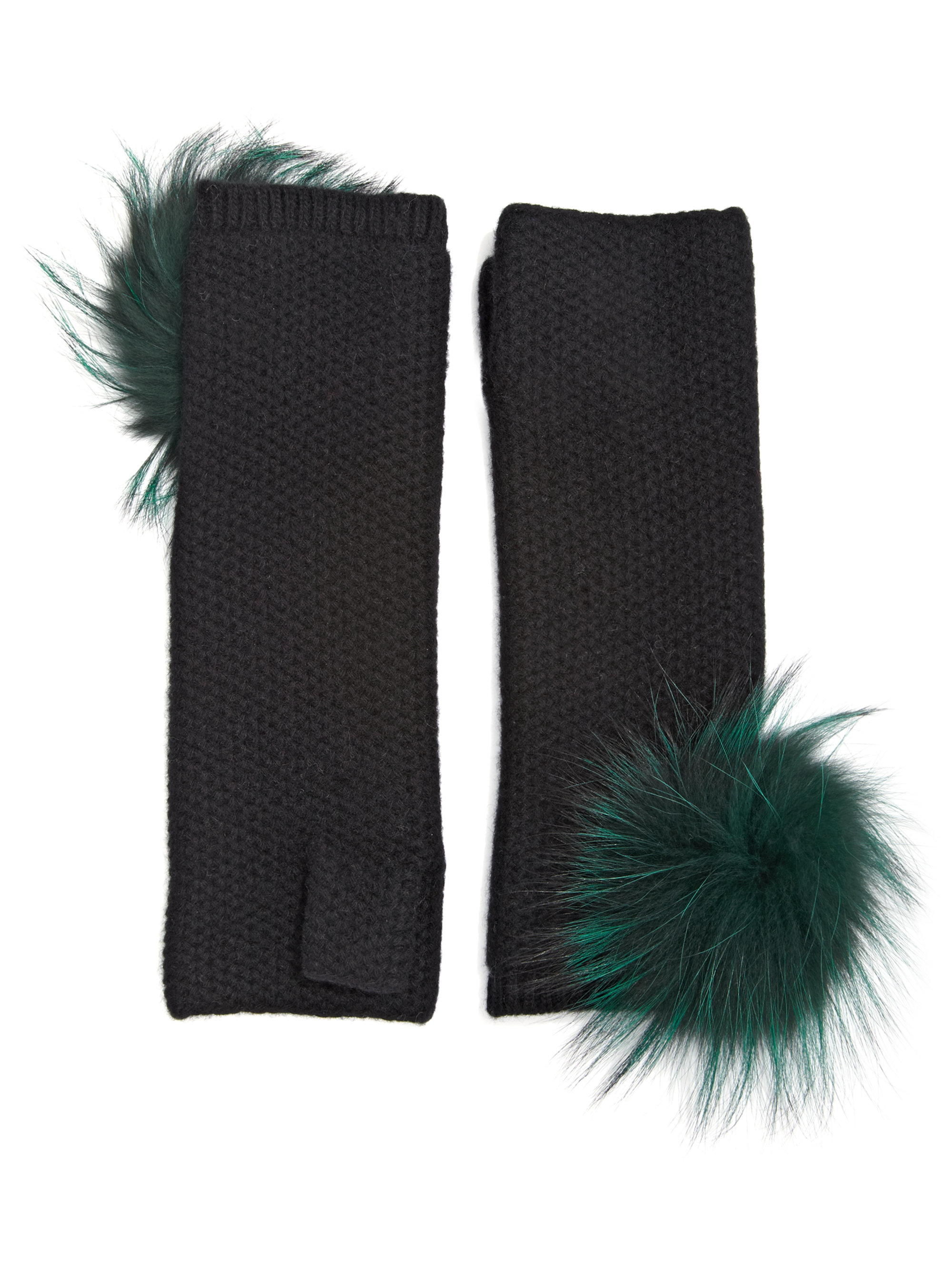 Lyst Portolano Fox Fur Pompom Cashmere Fingerless