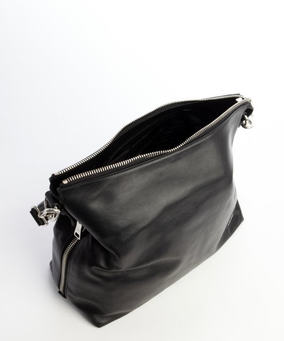 Prada Black Pebbled Leather Hobo Bag in Black | Lyst