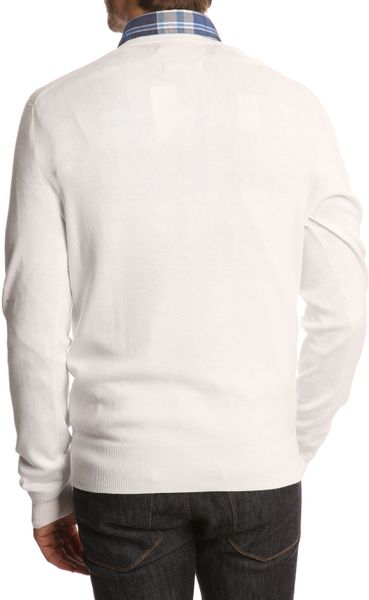 Polo Ralph Lauren Vneck White Cotton Sweater in White for Men | Lyst