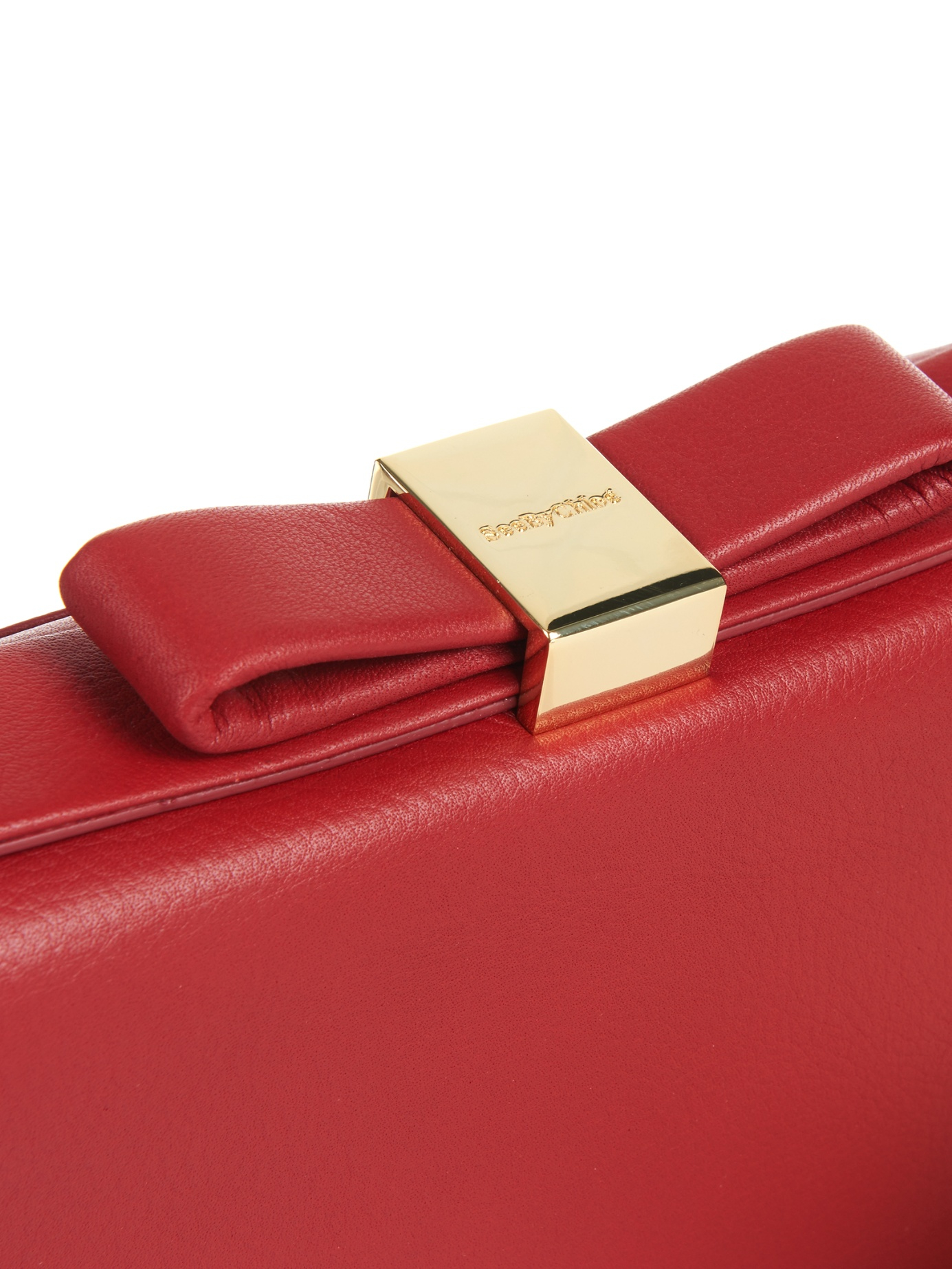 See by chlo Nora Leather Clutch Bag in Red | Lyst