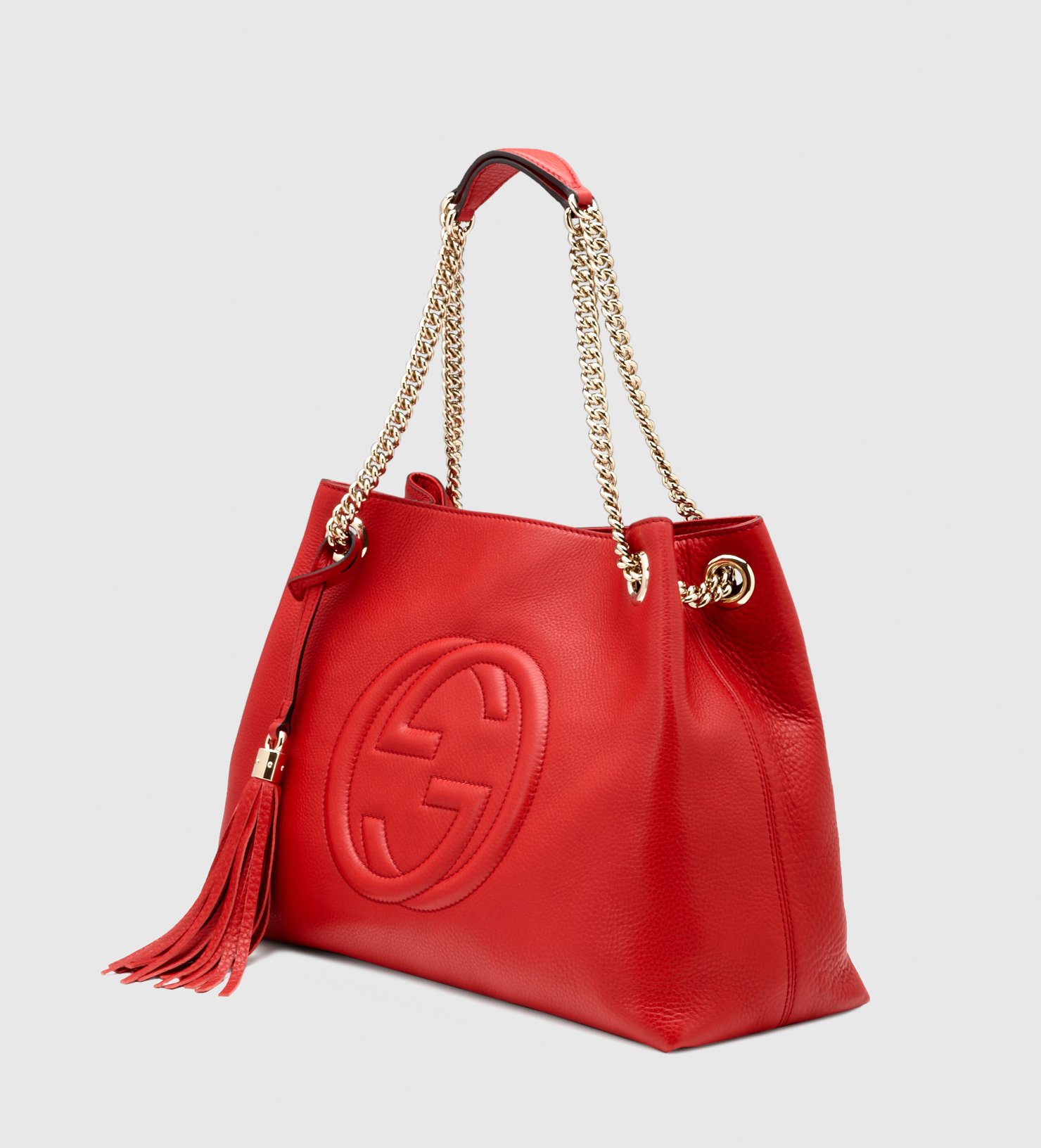 Lyst - Gucci Soho Leather Shoulder Bag in Red