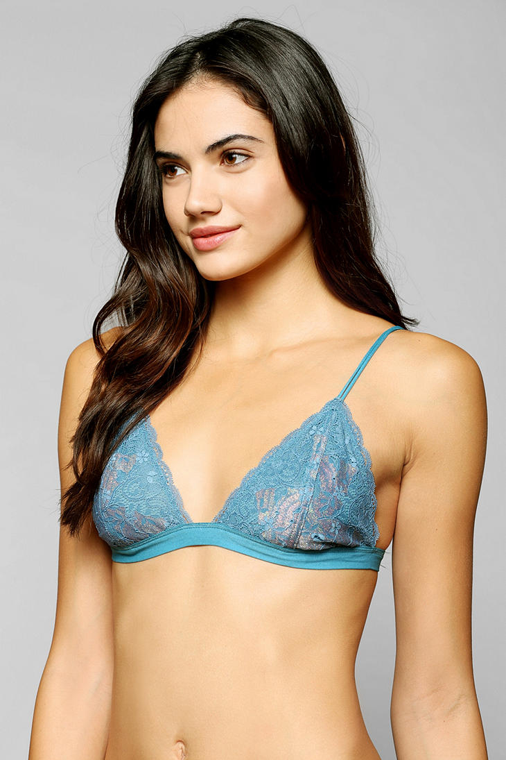 Urban Outfitters Kimchi Blue Lace Triangle Bra In Blue Lyst