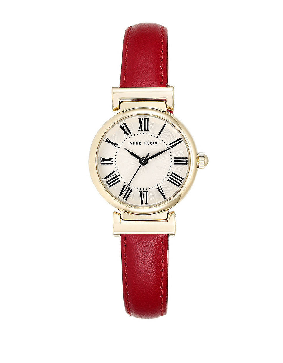 Anne klein Goldtone And Red Leather Strap Watch in Red | Lyst