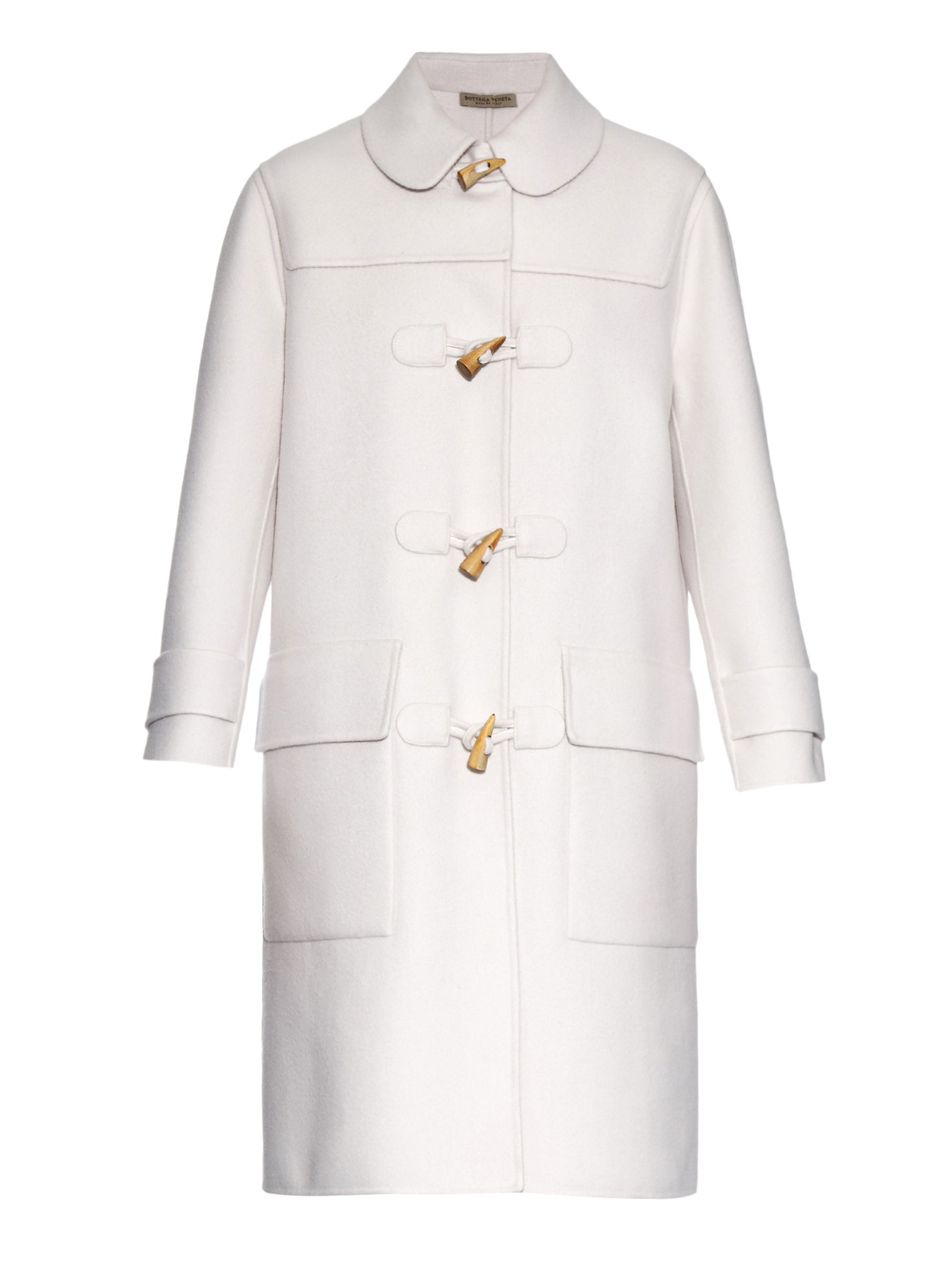 Bottega veneta Double-faced Cashmere Duffle Coat in White | Lyst