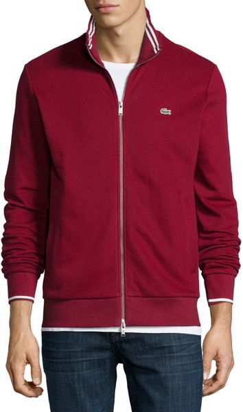 Download Lacoste Full-zip Tipped Track Jacket in Red for Men (DARK ...