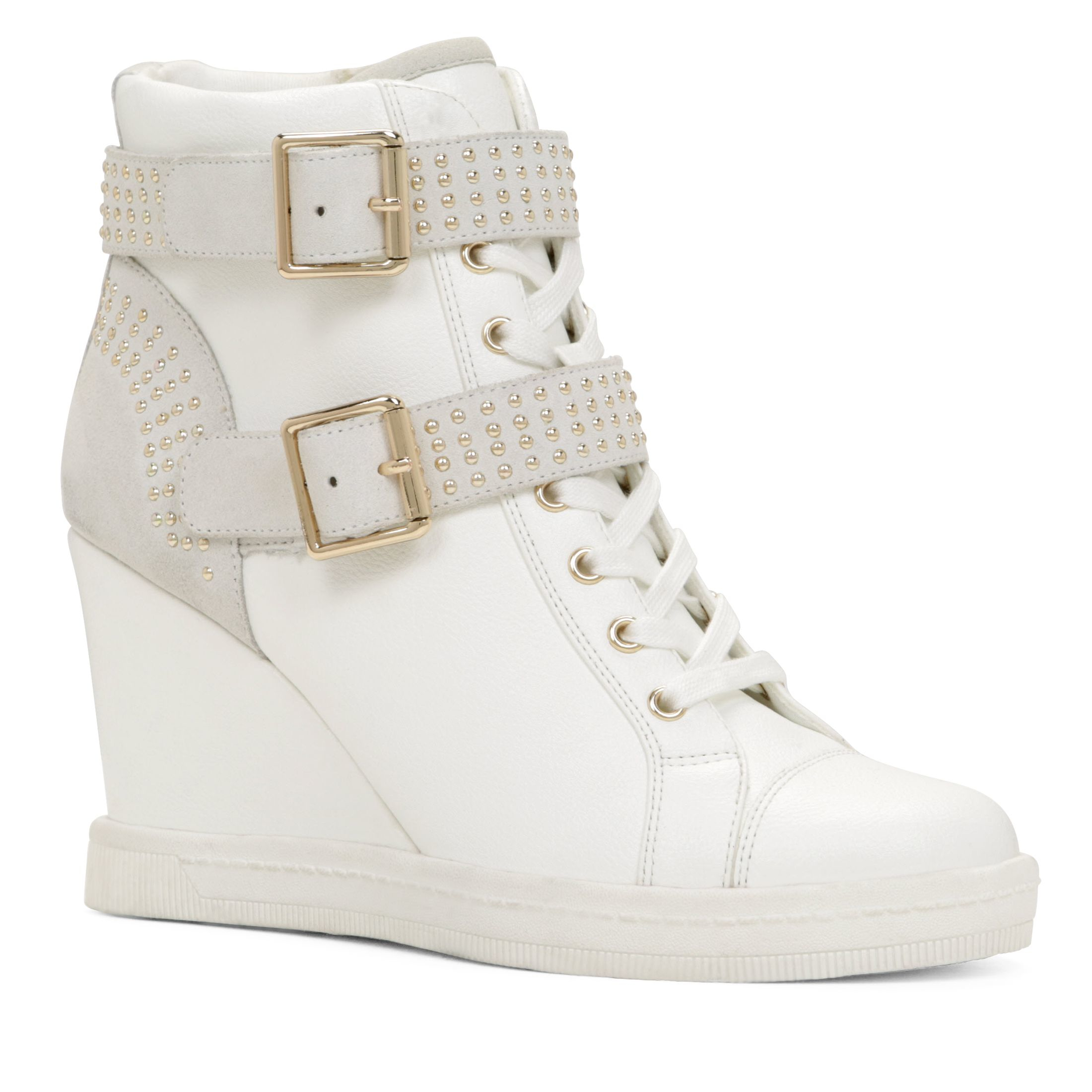 Aldo Verratti Studded Sneaker Wedges in White | Lyst