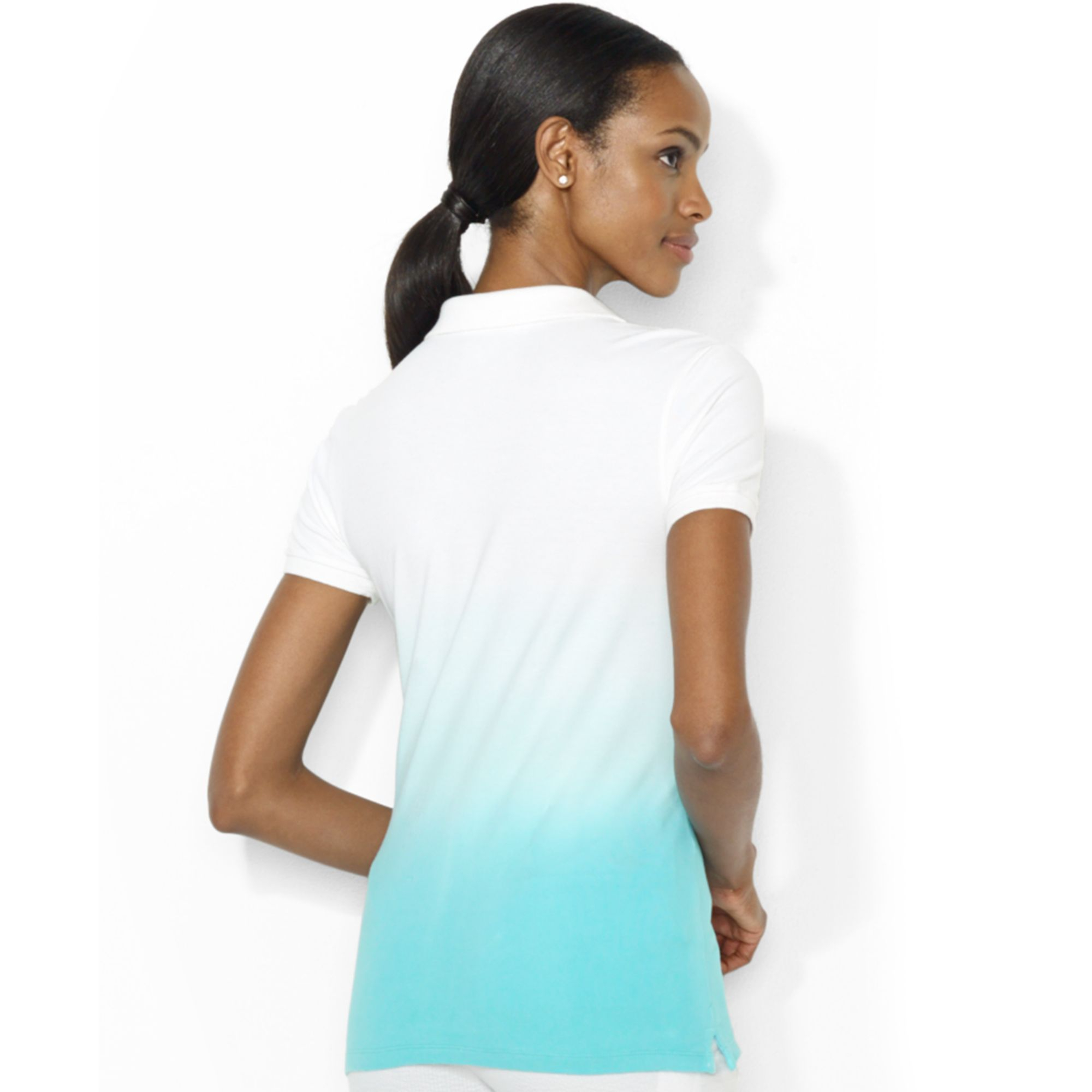Lyst Lauren By Ralph Lauren Shortsleeve Ombre Polo Shirt in Blue