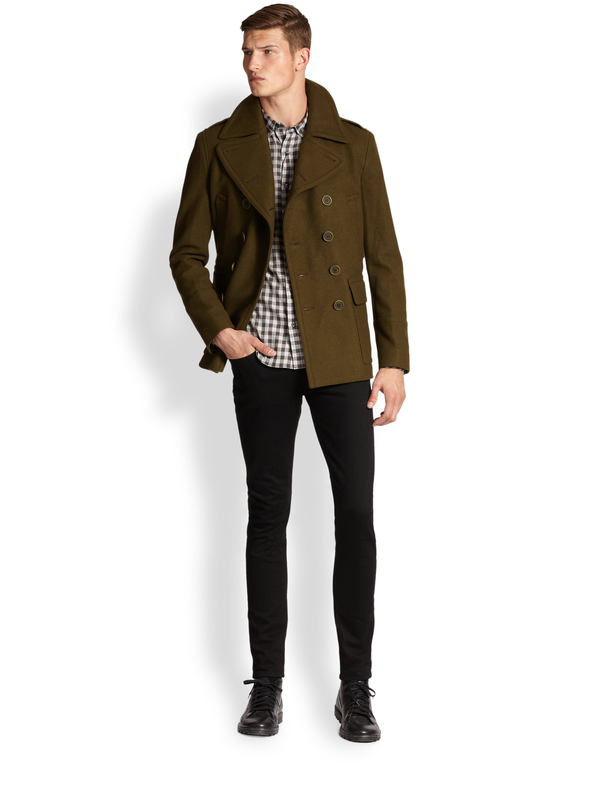 Lyst Burberry Brit Ellingham Wool Cashmere Doublebreasted Peacoat In