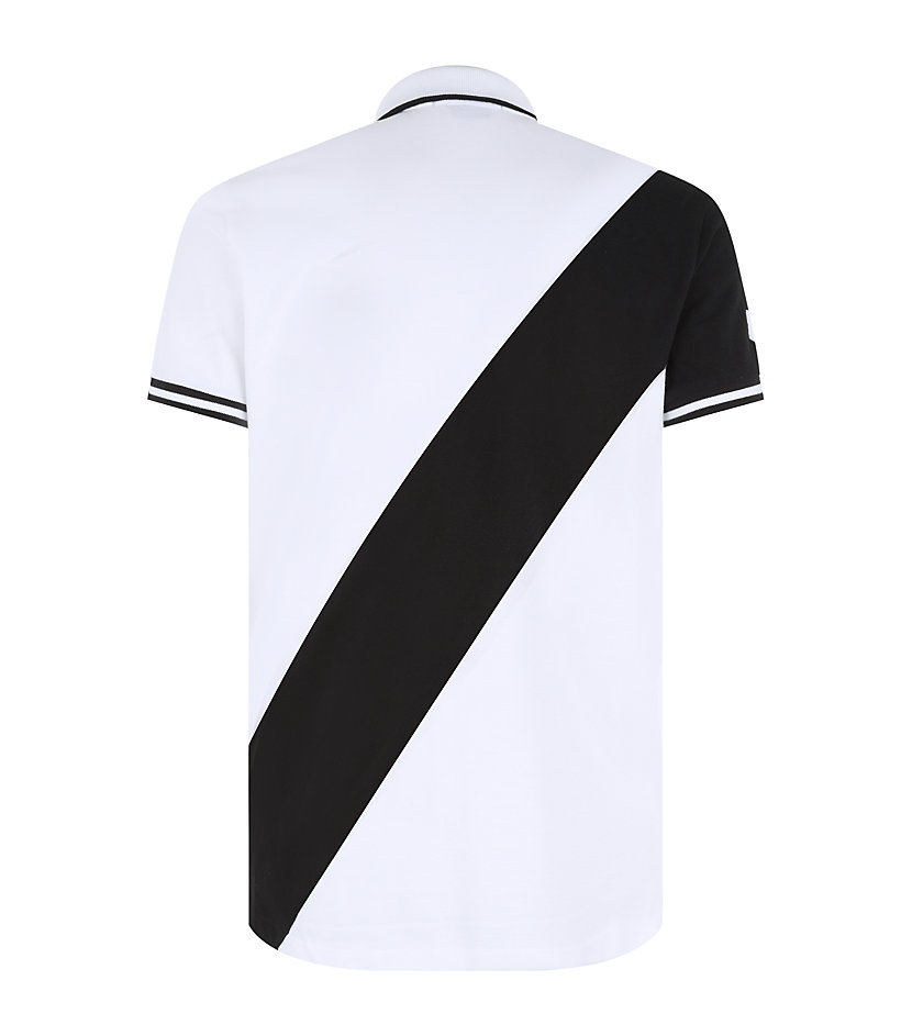 black and white stripe polo