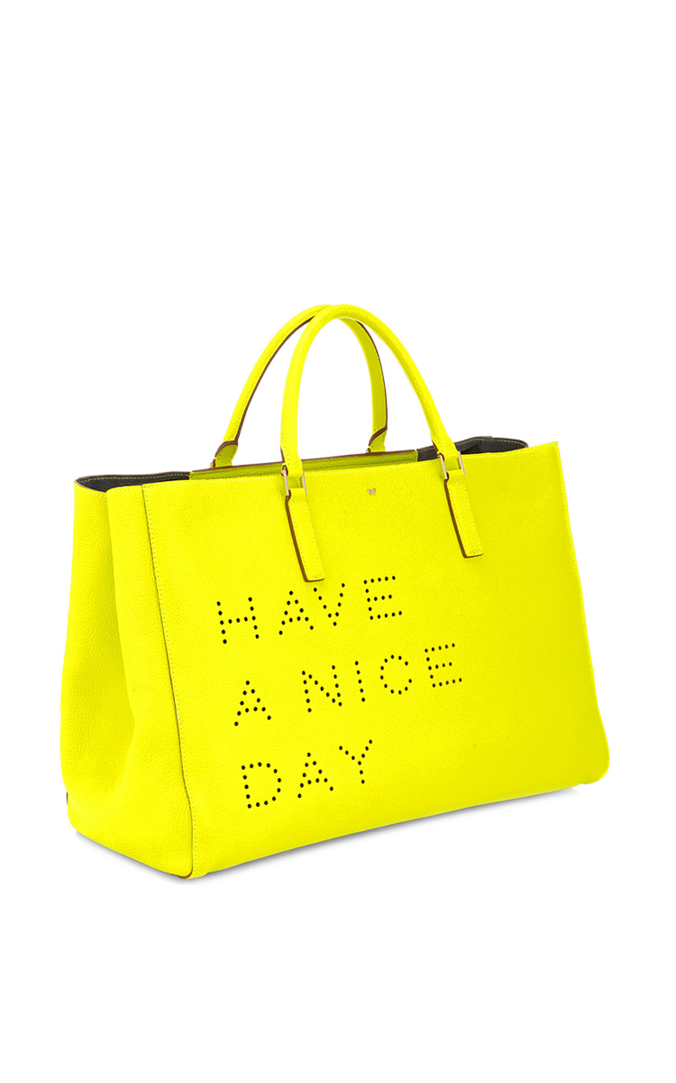 Anya hindmarch Perforated Maxi Featherweight Ebury in Yellow | Lyst